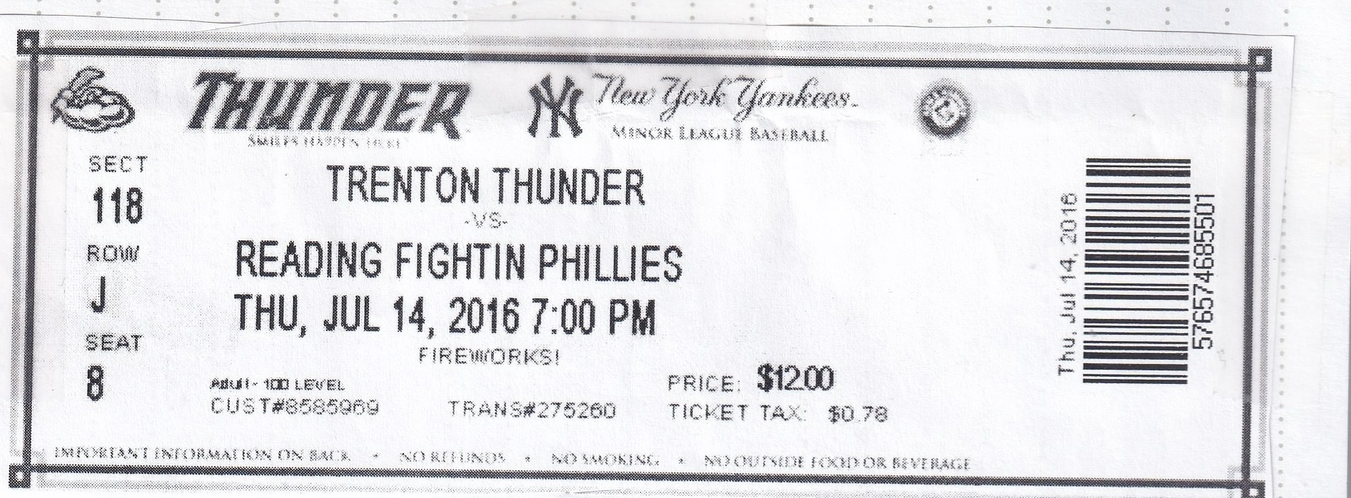 Trenton Thunder vs Reading Fightin Phillis